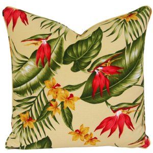 Two Tropical Floral Midcentury/Modern-Style Pillow Covers 20" Square New/Unused